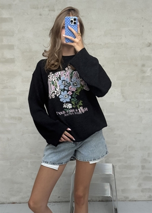 Graphic wool oversized sweater flowers Phantom A1150054 Ganni 